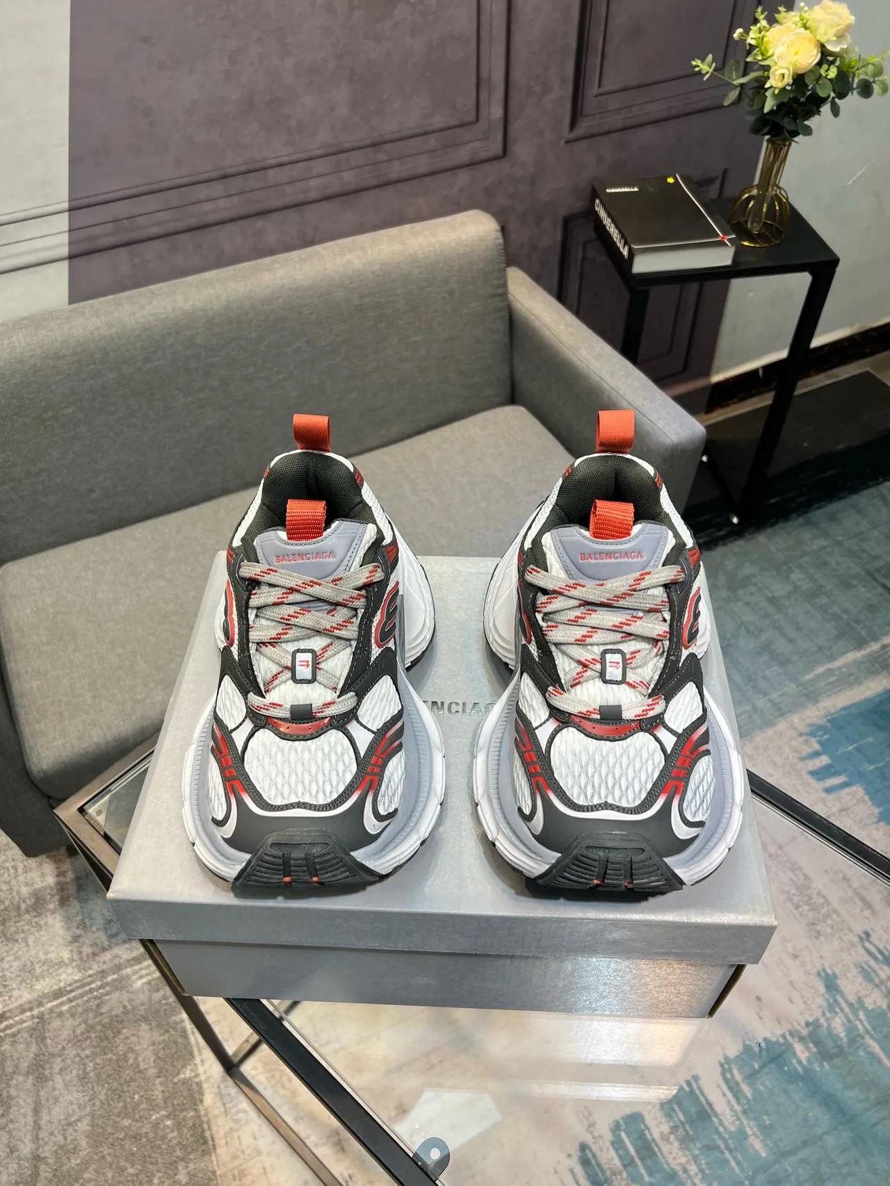Balenciaga Track Trainer White Gray Red Chunky Sneakers 2