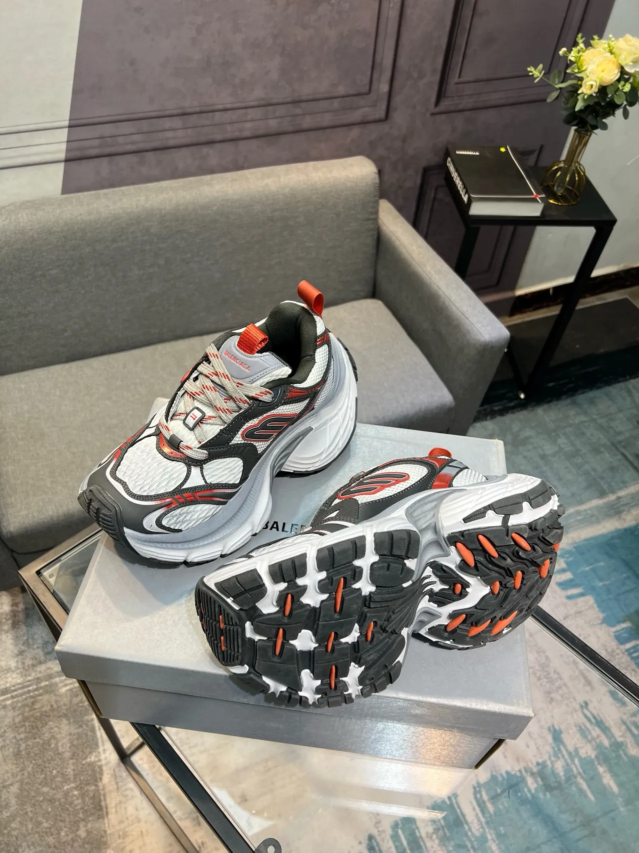 Balenciaga Track Trainer White Gray Red Chunky Sneakers 4