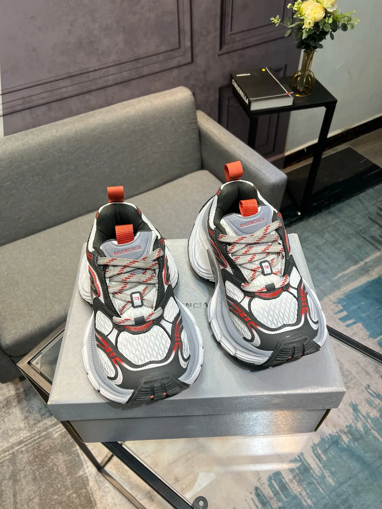 Balenciaga Track Trainer White Gray Red Chunky Sneakers 5