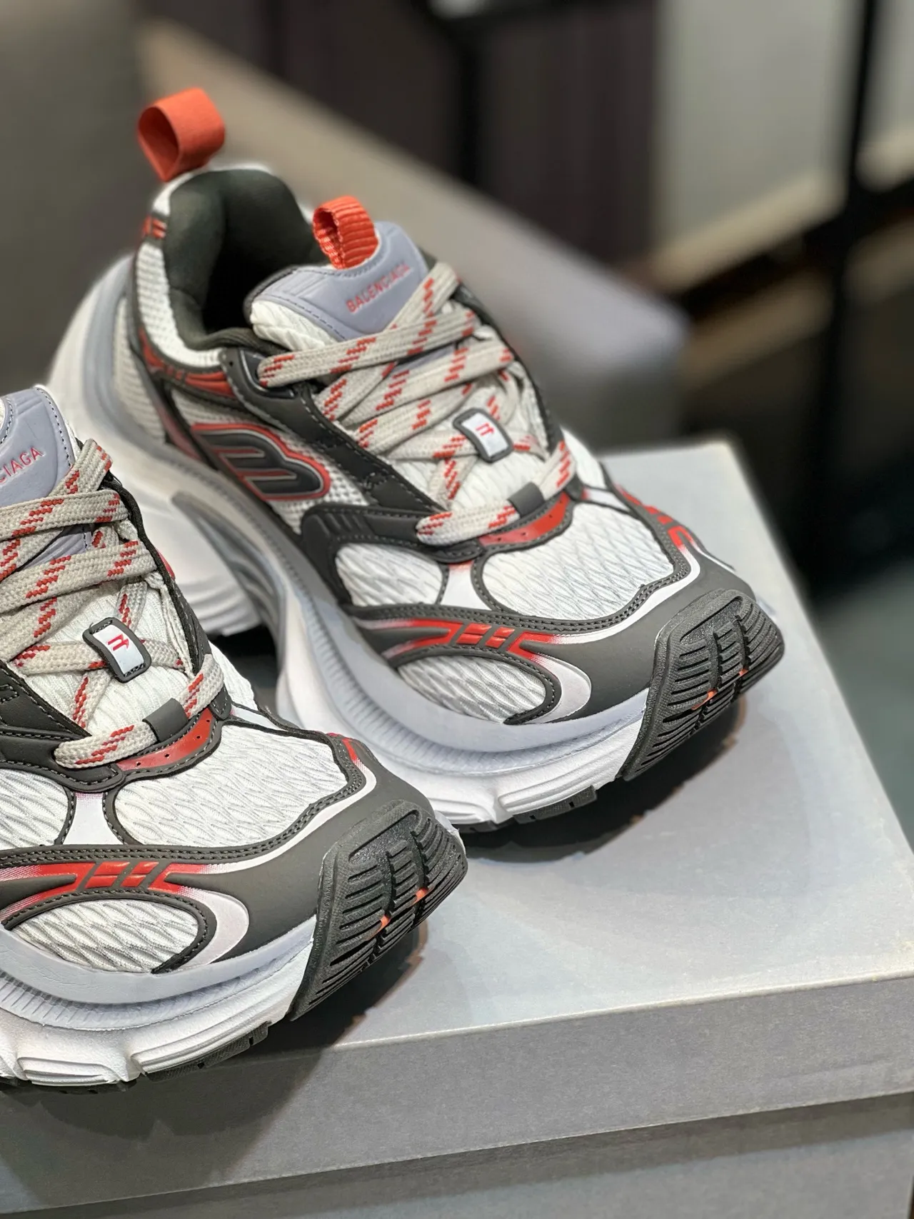 Balenciaga Track Trainer White Gray Red Chunky Sneakers 9
