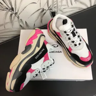 Balenciaga Triple S Pink Black White Chunky Sneakers