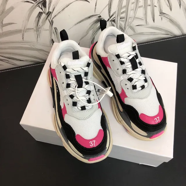 Balenciaga Triple S Pink Black White Chunky Sneakers 2