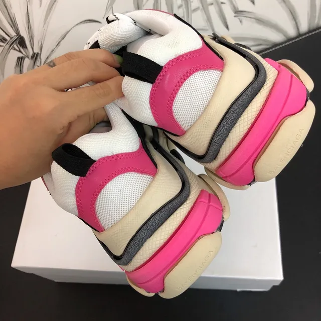 Balenciaga Triple S Pink Black White Chunky Sneakers 4