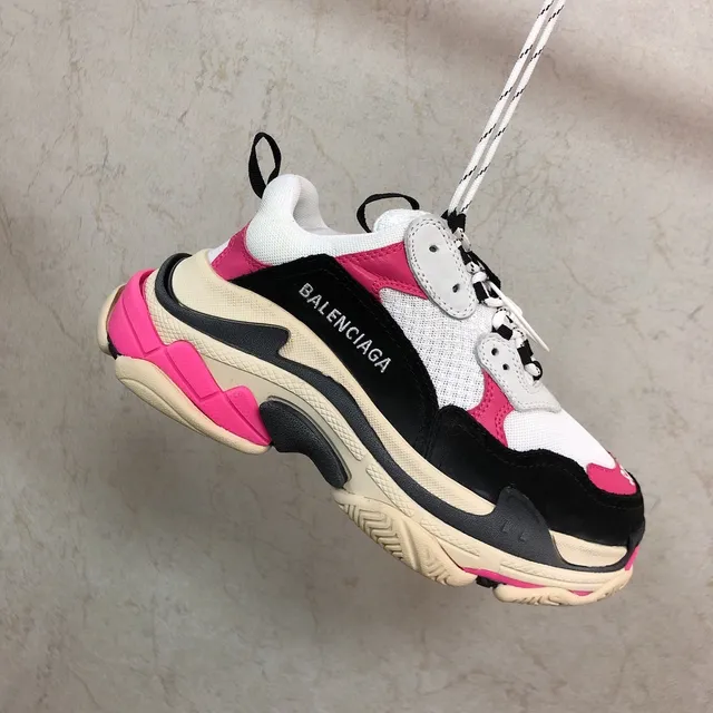 Balenciaga Triple S Pink Black White Chunky Sneakers 5