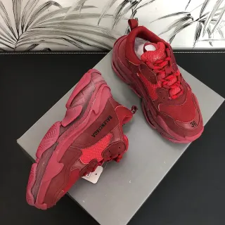 Balenciaga Triple S Red Monochrome Chunky Sneakers