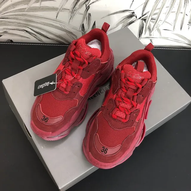 Balenciaga Triple S Red Monochrome Chunky Sneakers 5