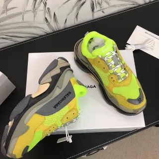 Balenciaga Triple S Runner Neon Lime Yellow Gray Chunky Sneakers