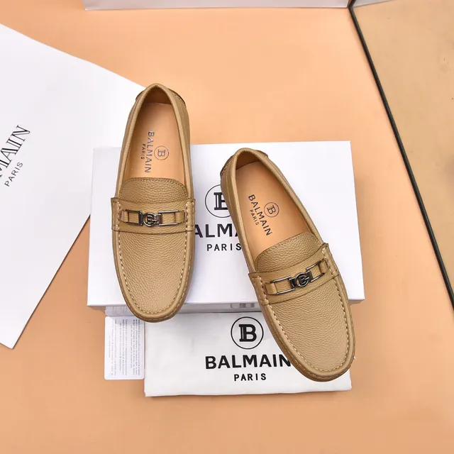 Balmain B-Court Beige Cuir Grainé Loafer 2