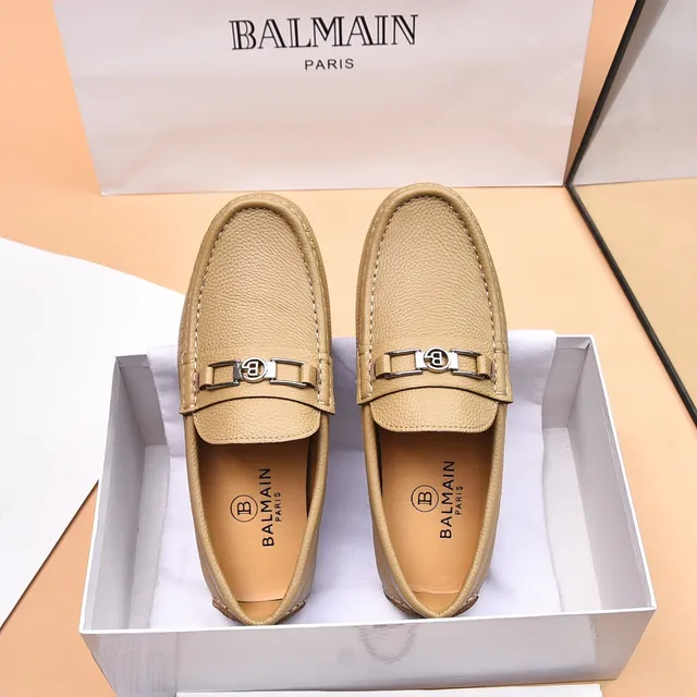 Balmain B-Court Beige Cuir Grainé Loafer 3