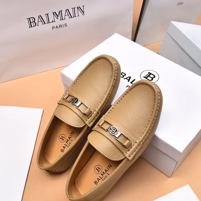 Balmain B-Court Beige Cuir Grainé Loafer 8
