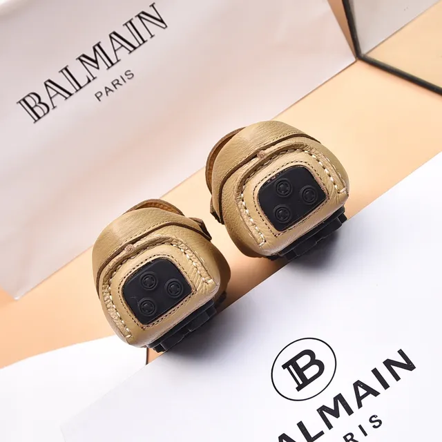 Balmain B-Court Beige Cuir Grainé Loafer 9
