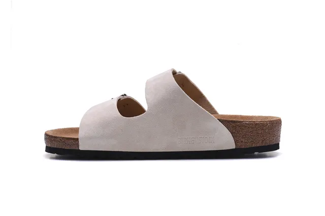 Birkenstock Arizona Beige Suede Two-Strap Casual Sandals 4