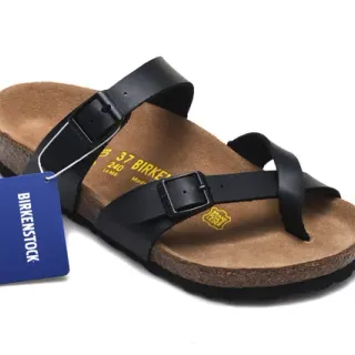 Birkenstock Arizona काले चमड़े की कैजुअल सैंडल