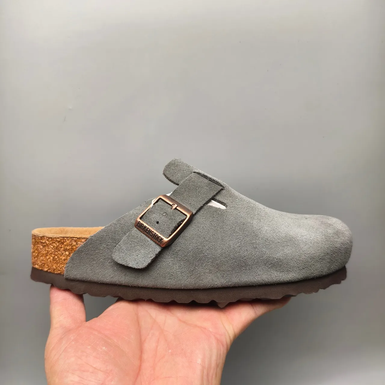 Birkenstock Arizona Gray Suede Buckle Slipper 2
