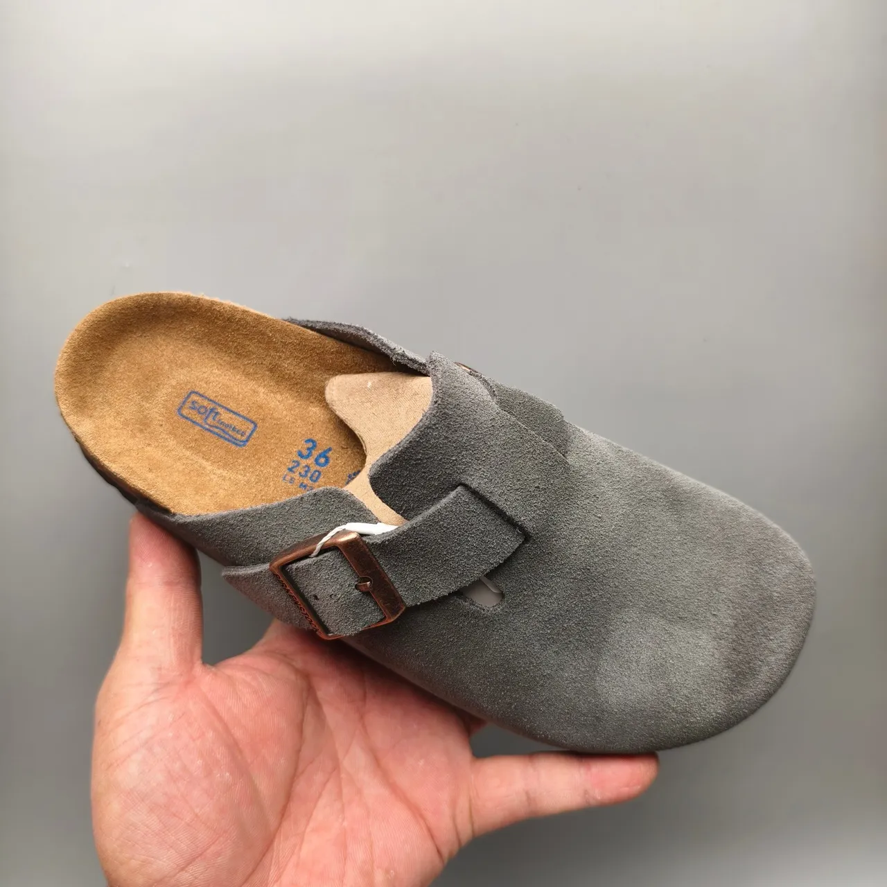 Birkenstock Arizona Gray Suede Buckle Slipper 3