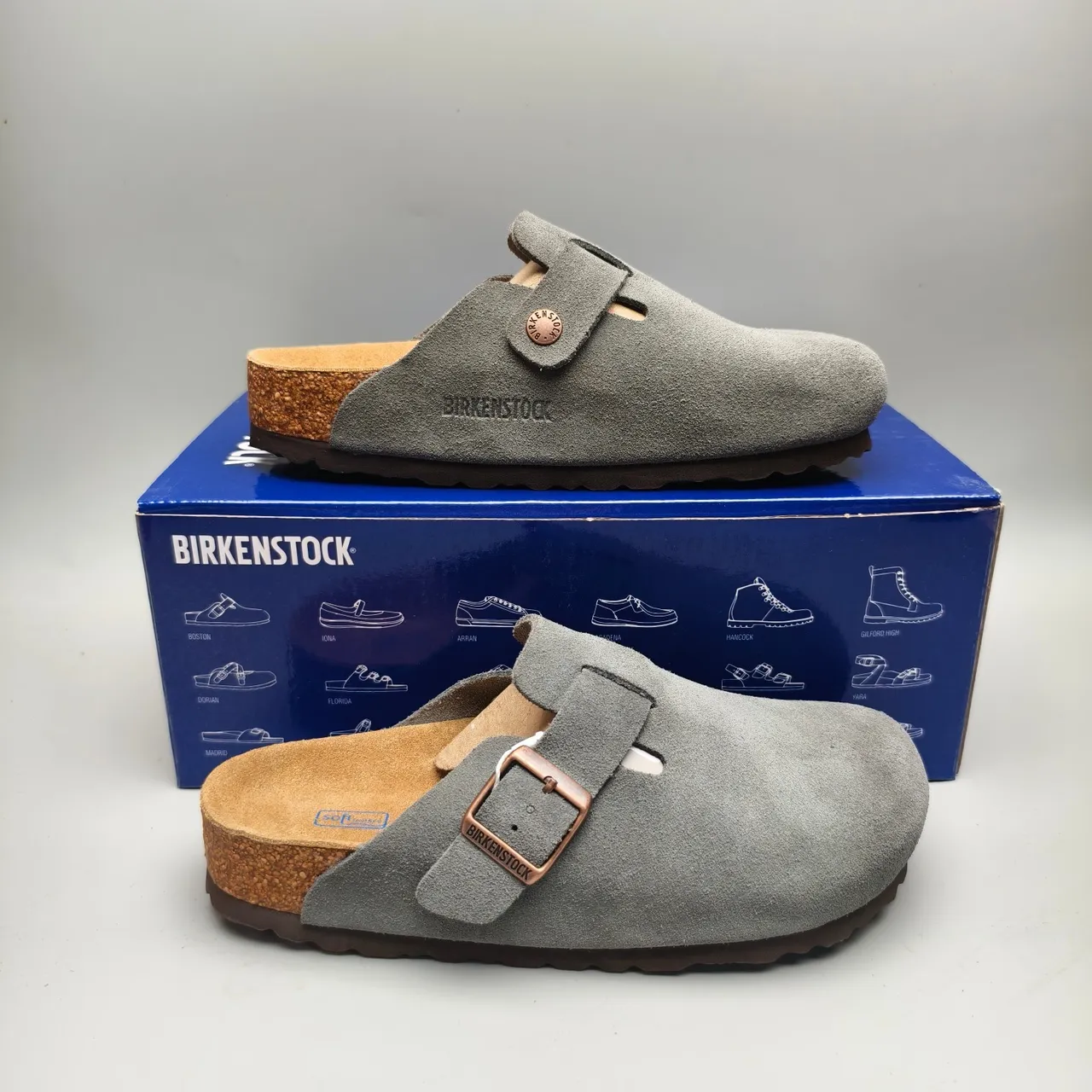 Birkenstock Arizona Gray Suede Buckle Slipper 5