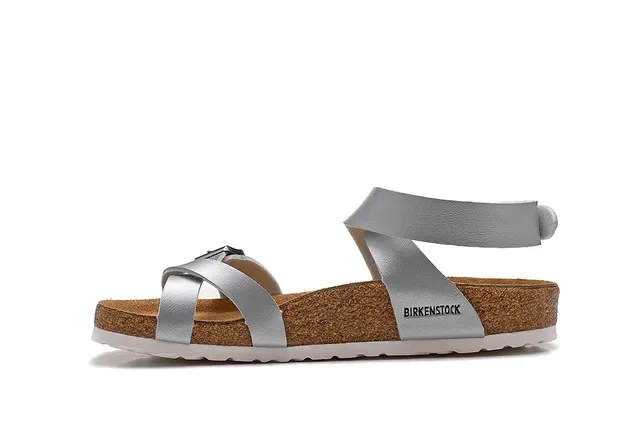 Birkenstock Arizona Sandálias Prateadas Metálicas Casual 4