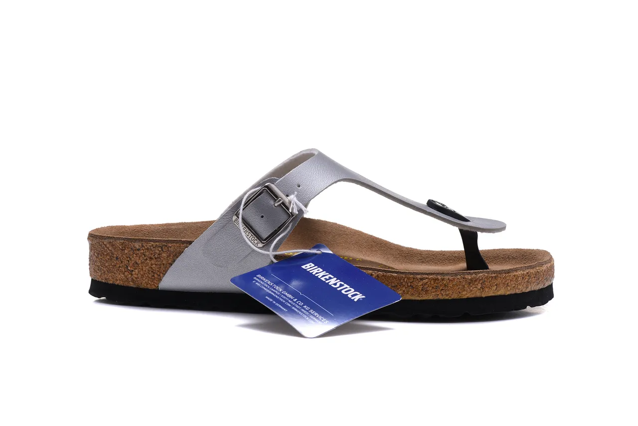 Birkenstock Arizona Sandalias Casuales de Plata Metálica 2