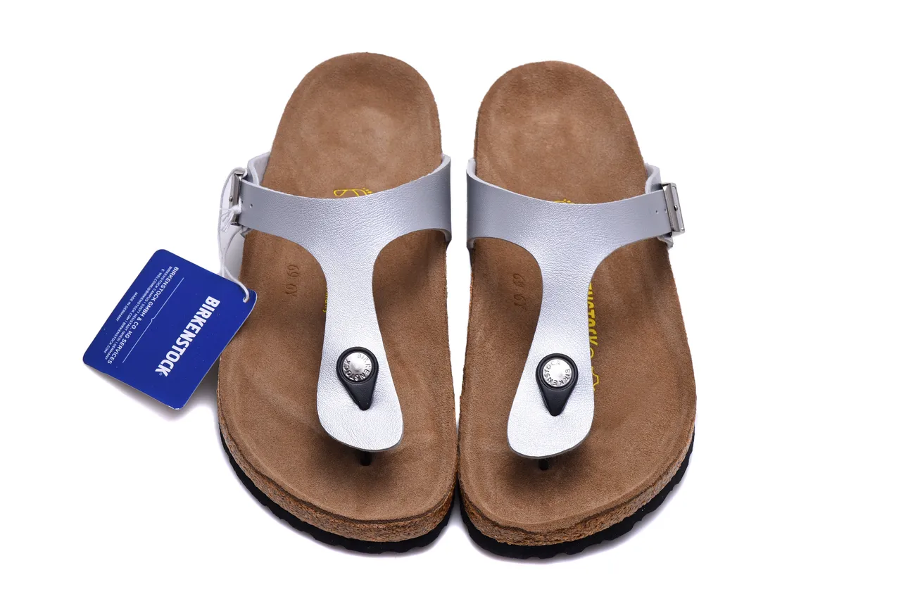 Birkenstock Arizona Sandalias Casuales de Plata Metálica 3