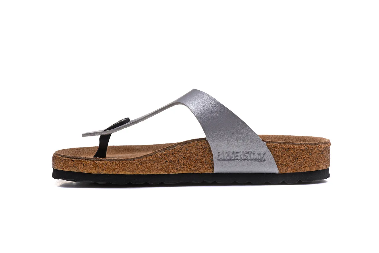 Birkenstock Arizona Sandalias Casuales de Plata Metálica 4