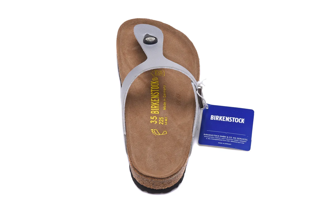 Birkenstock Arizona Sandalias Casuales de Plata Metálica 5