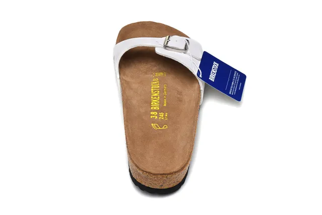 Birkenstock Arizona श्वेत चमड़े की आरामदायक सैंडल 5