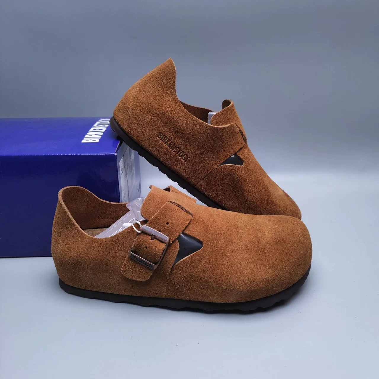 Birkenstock Marron Noir Daim Supérieur Boucle Unique T-Strap Chaussures Casual 4