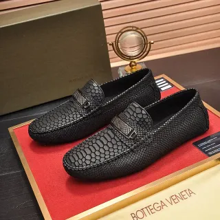 Bottega Veneta Andiamo Black Embossed Leather Loafers