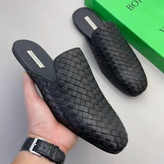 Bottega Veneta Andiamo Black Woven Intrecciato Leather Mule Silhouette Casual Shoes
