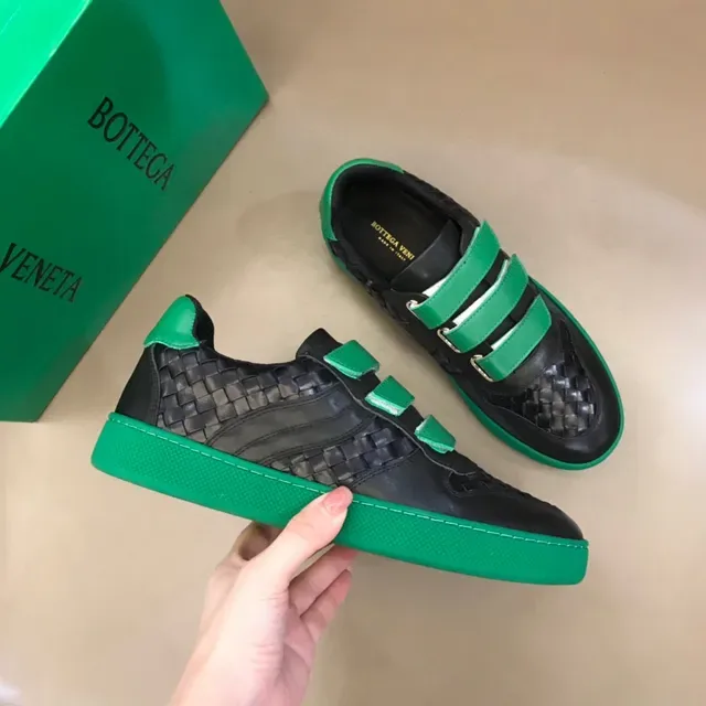 Bottega Veneta কালো সবুজ বোনা চামড়া ভেলক্রো স্ট্র্যাপ বন্ধ লাইফস্টাইল স্নিকার 7