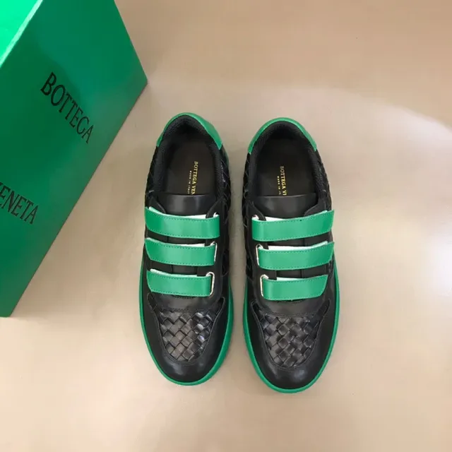 Bottega Veneta কালো সবুজ বোনা চামড়া ভেলক্রো স্ট্র্যাপ বন্ধ লাইফস্টাইল স্নিকার 9