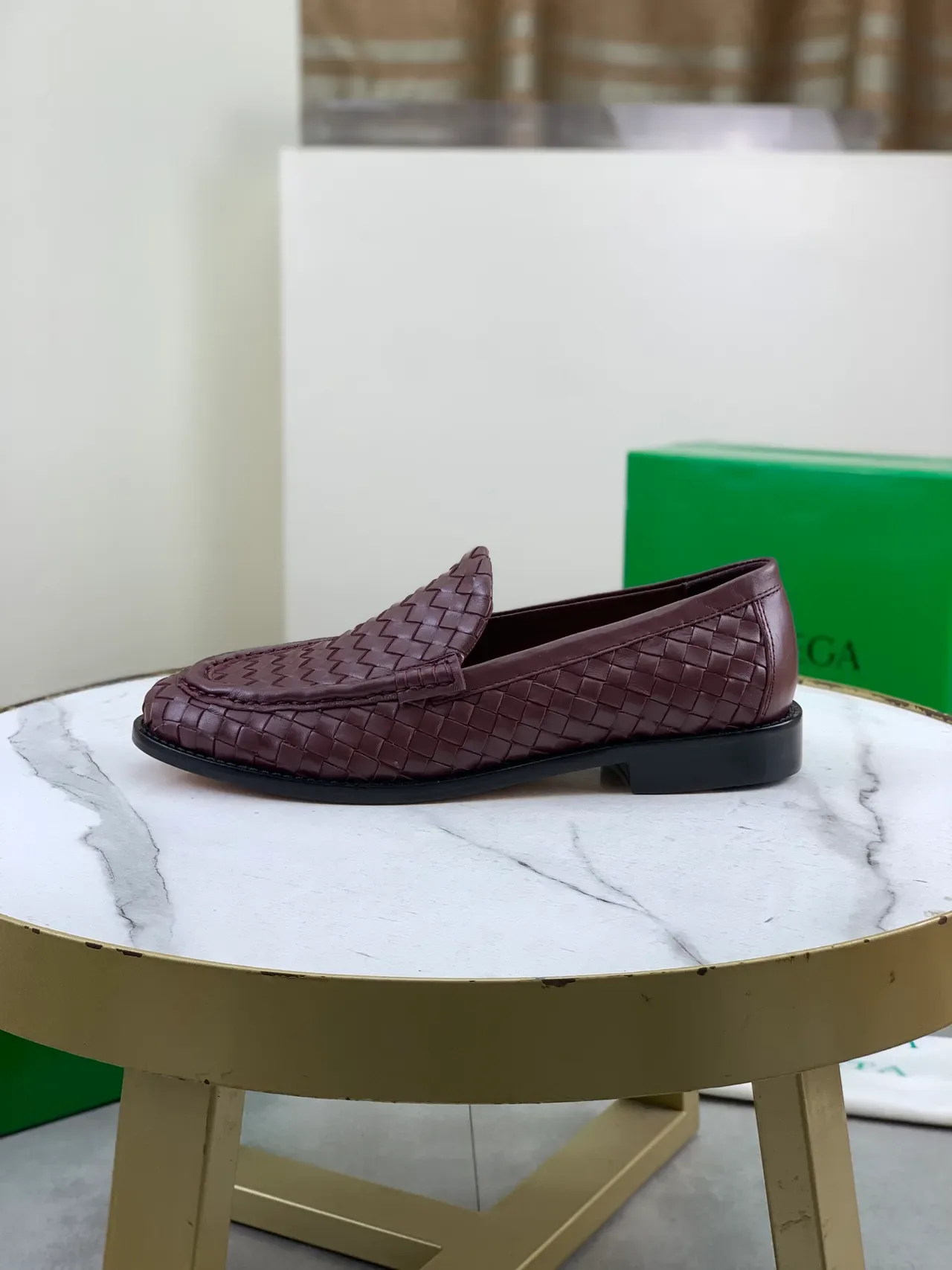 Bottega Veneta 棕黑 Intrecciato 编织皮革一脚蹬乐福鞋 6