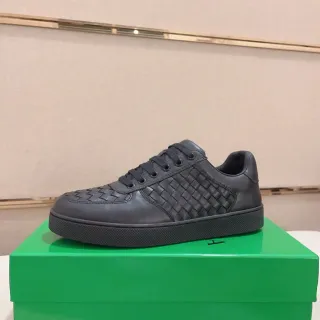 Bottega Veneta Cassette Black Woven Leather Lifestyle Sneakers