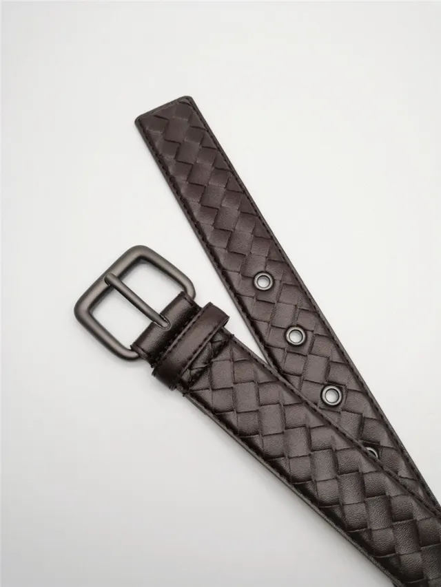 Bottega Veneta Cassette Intrecciato حزام جلدي رمادي 14