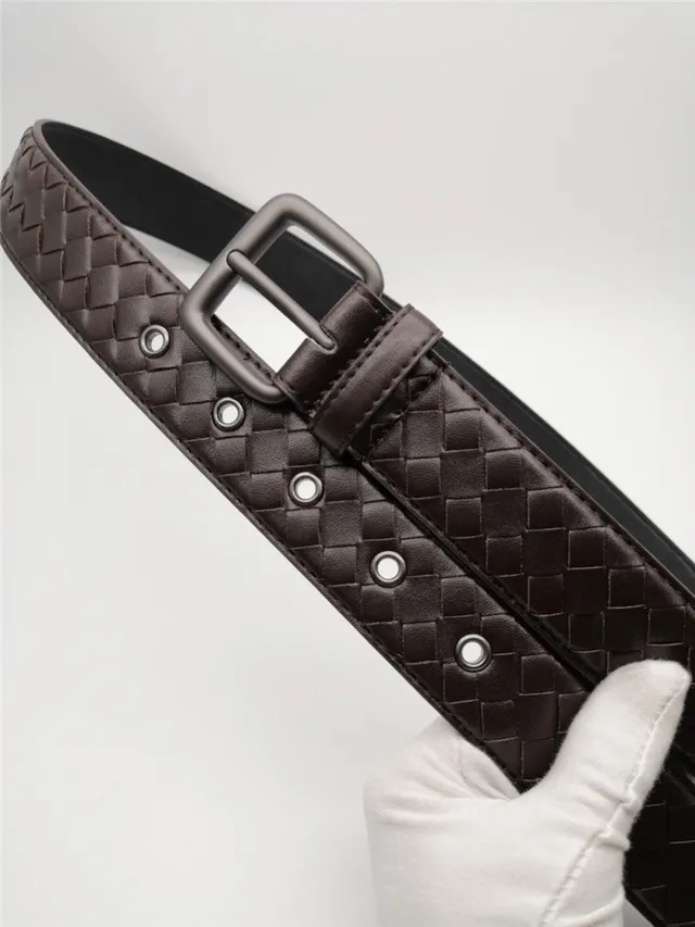 Bottega Veneta Cassette Intrecciato حزام جلدي رمادي 15