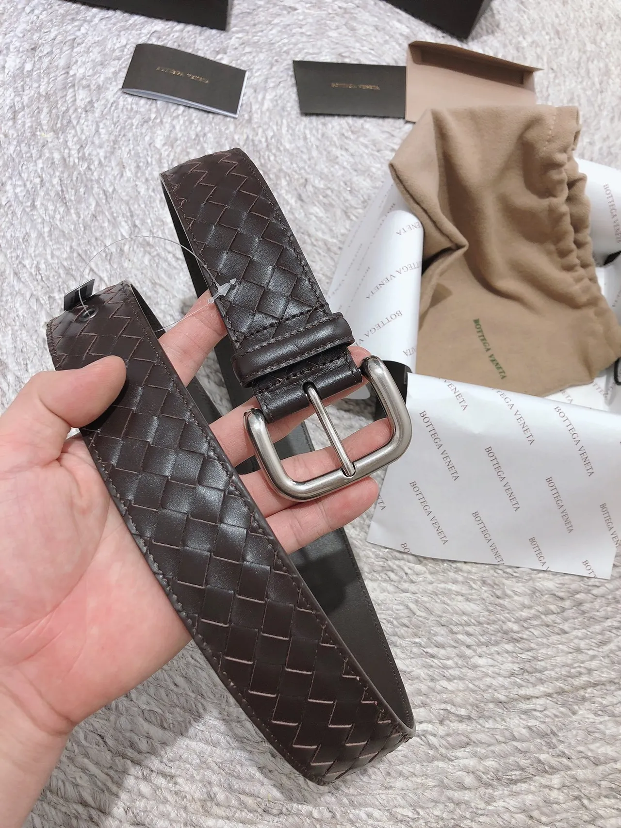 Bottega Veneta Cassette Intrecciato বোনা চামড়ার বেল্ট 2