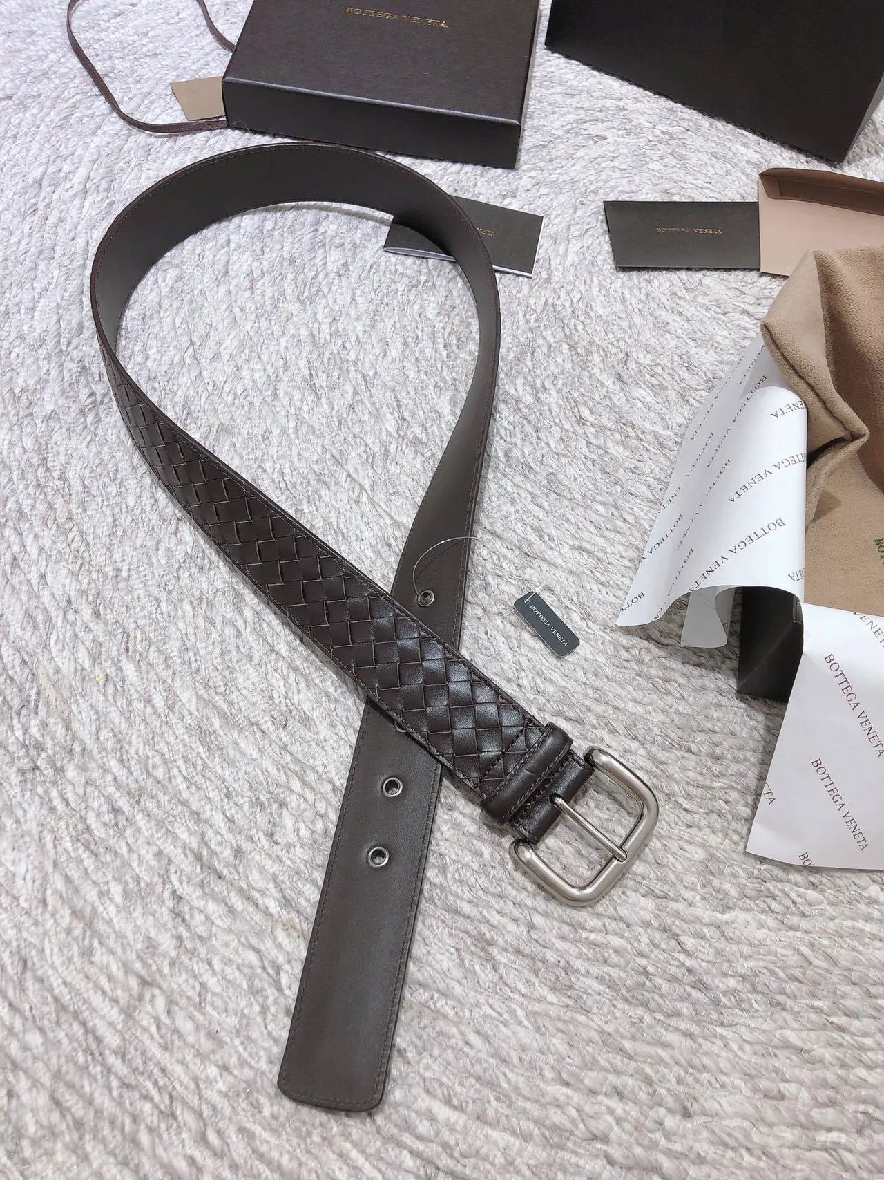 Bottega Veneta Cassette Intrecciato বোনা চামড়ার বেল্ট 5