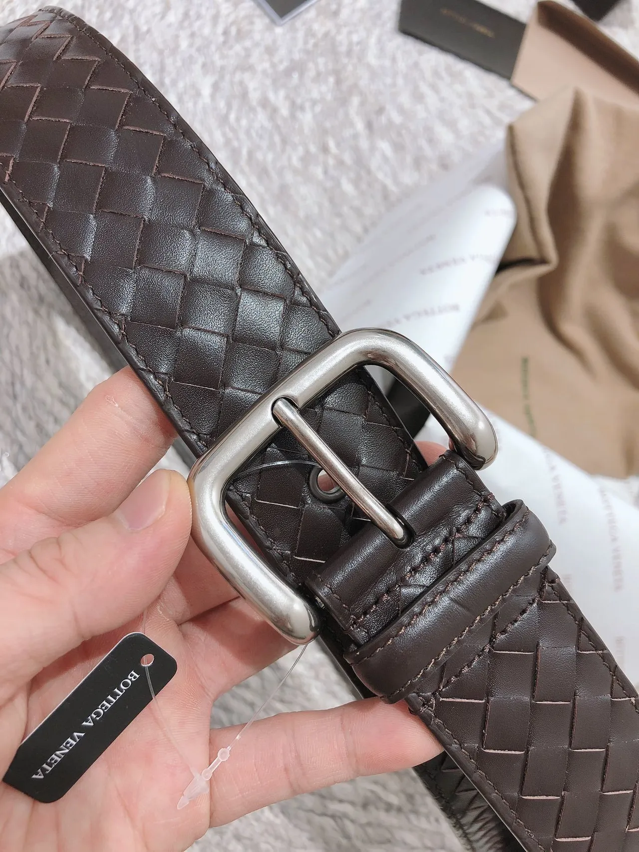 Bottega Veneta Cassette Intrecciato বোনা চামড়ার বেল্ট 7