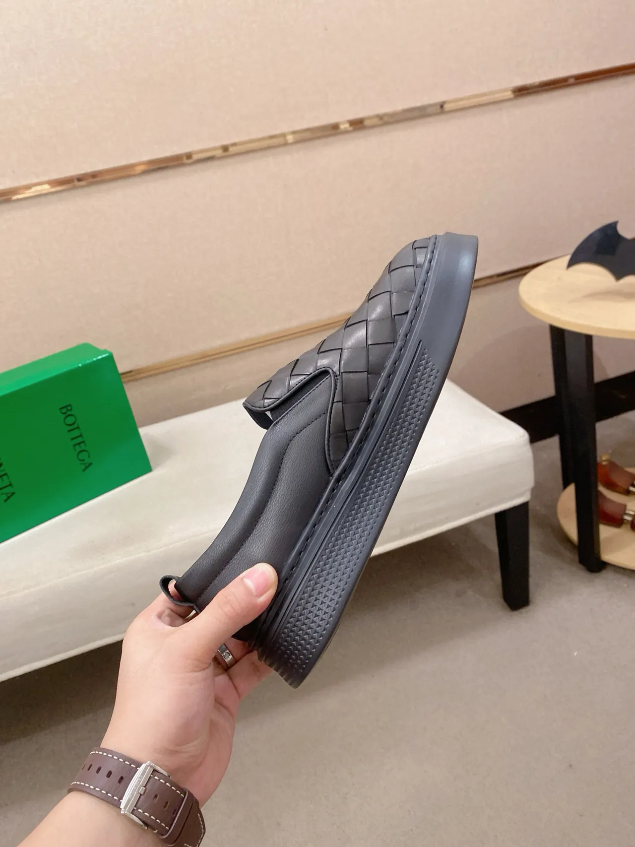 Bottega Veneta Cassette couro trançado slip-on loafers 5