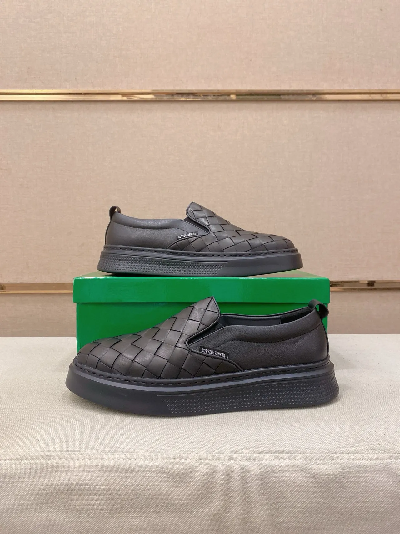 Bottega Veneta Cassette couro trançado slip-on loafers 7