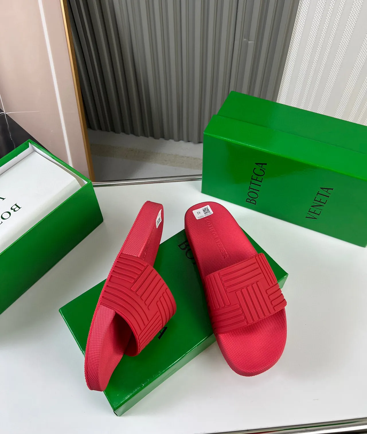 Bottega Veneta Rubber Slide Red Slippers 6
