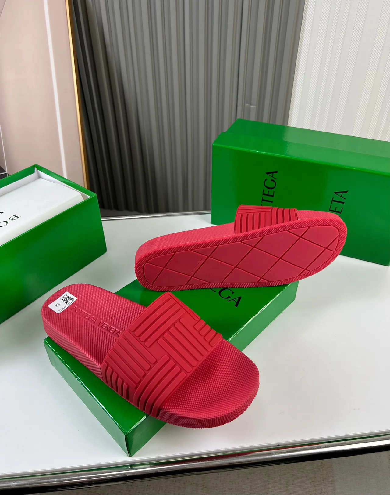 Bottega Veneta Rubber Slide Red Slippers 8