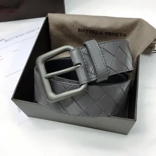 Bottega Veneta উভয়ন Intrecciato গ্রে লেদার বেল্ট