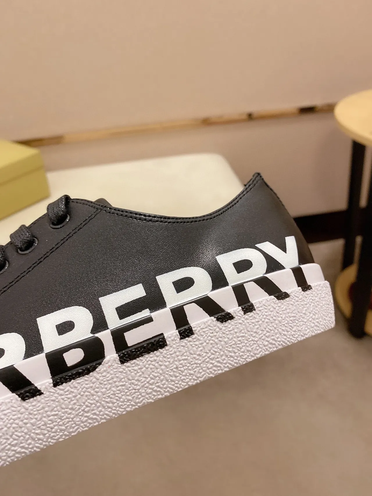 Burberry Black White Logo-Print Side Panel Rubber Toe Cap Lifestyle Sneakers 4