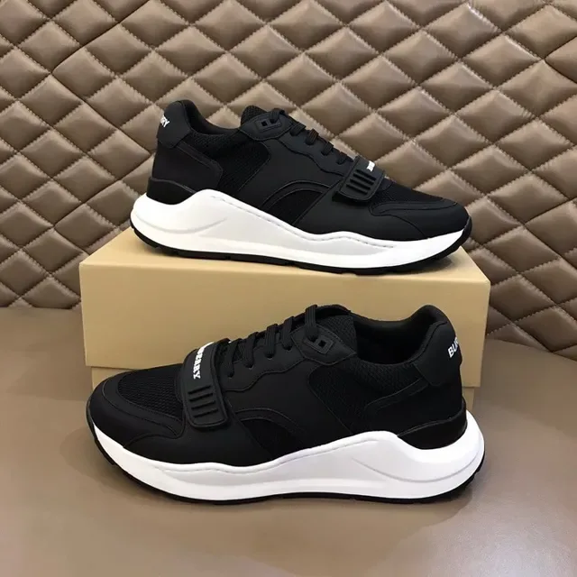 Burberry tênis lifestyle de malha preto e branco e sintético com upper sculptado midsole 2