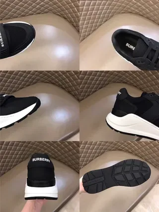 Burberry tênis lifestyle de malha preto e branco e sintético com upper sculptado midsole 3