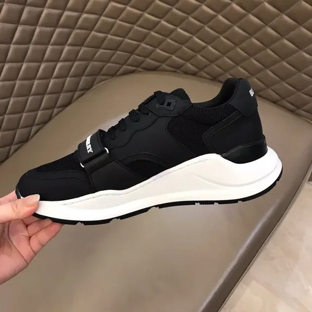 Burberry tênis lifestyle de malha preto e branco e sintético com upper sculptado midsole 4