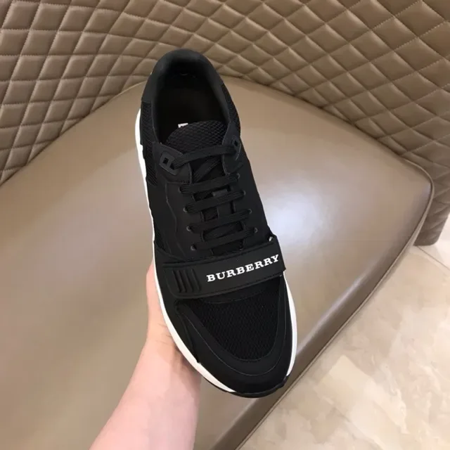 Burberry tênis lifestyle de malha preto e branco e sintético com upper sculptado midsole 6