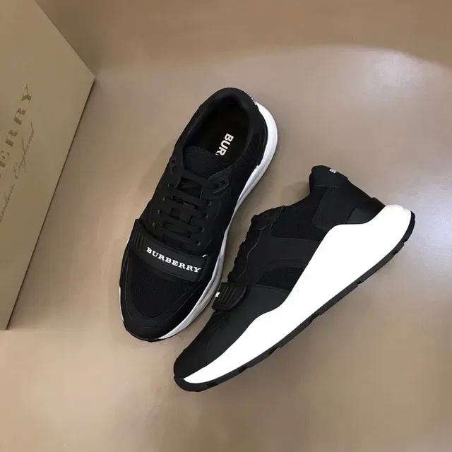 Burberry tênis lifestyle de malha preto e branco e sintético com upper sculptado midsole 8