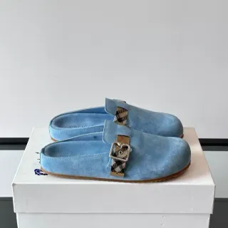 Burberry Blue Beige Suede Upper Buckle Strap Casual Shoes
